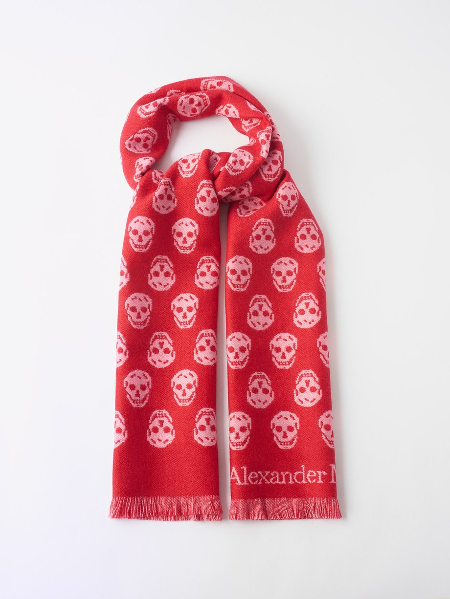 T ventilator Sanktion Red Reversible skull-jacquard wool scarf | Alexander McQueen |  MATCHESFASHION US
