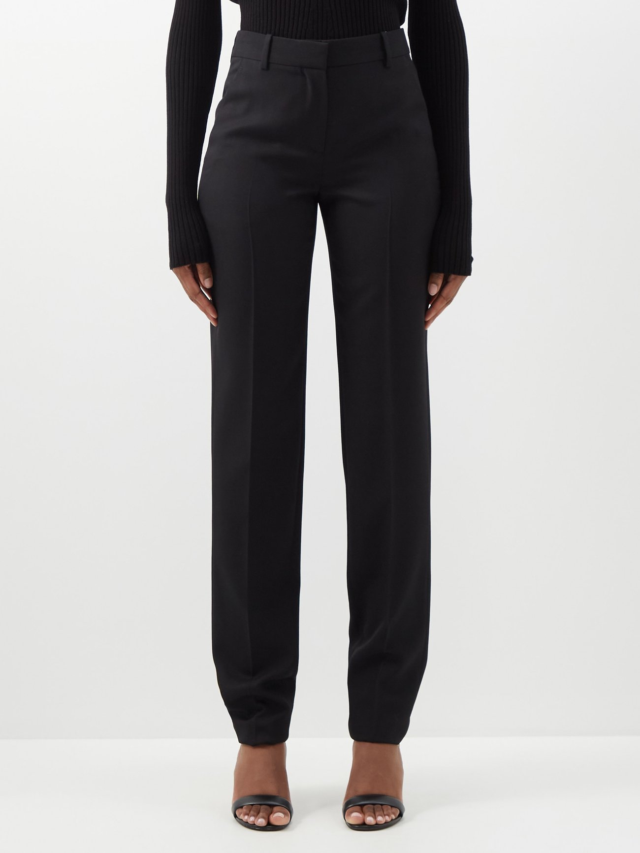 Black Tailored wool-crepe trousers | Alexander McQueen