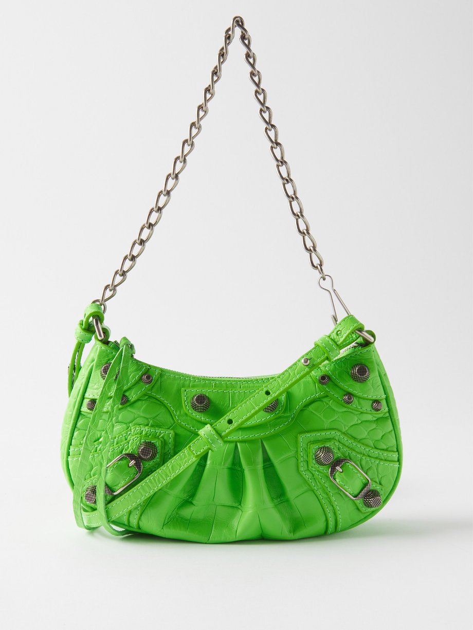 Green Cagole mini croc-effect shoulder bag | Balenciaga MATCHESFASHION US