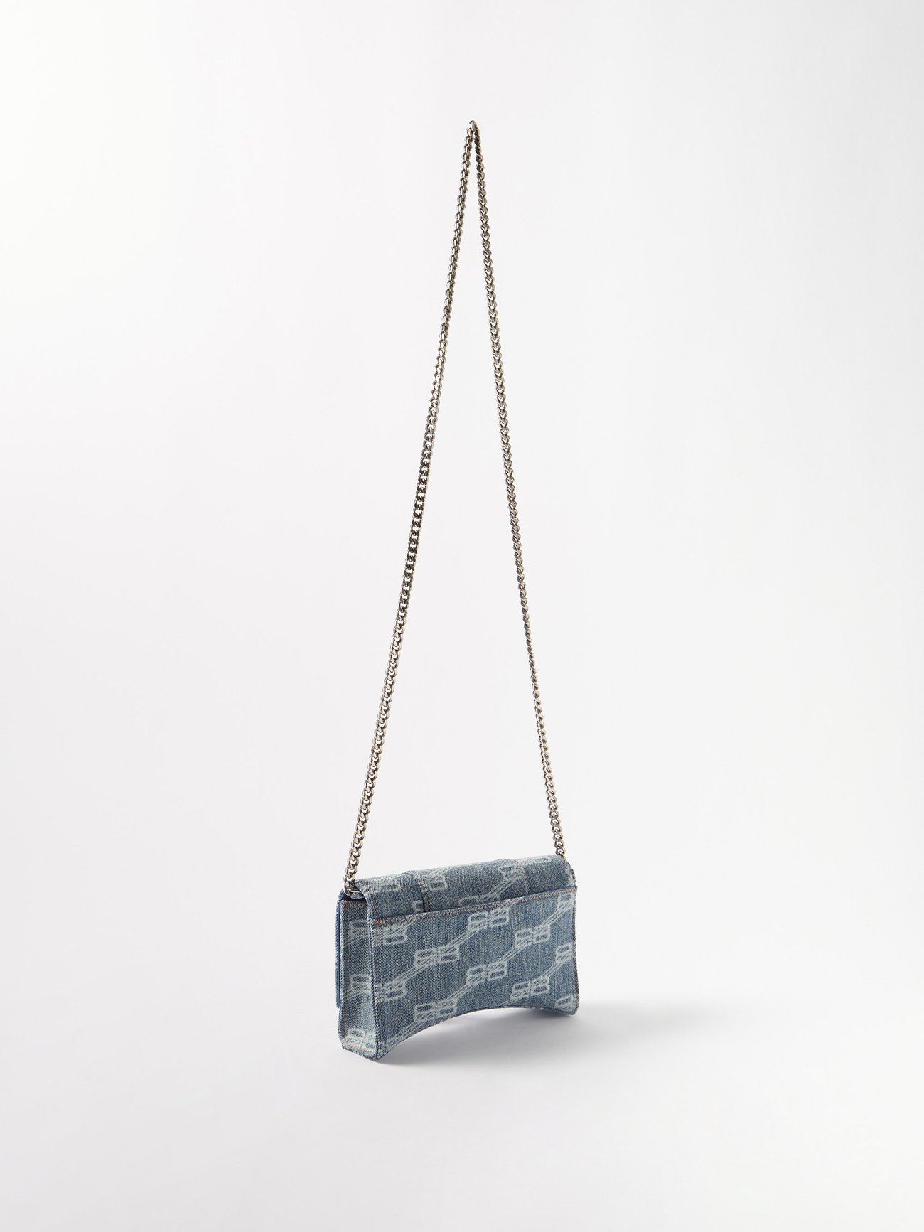 Blue Hourglass denim-print leather bag