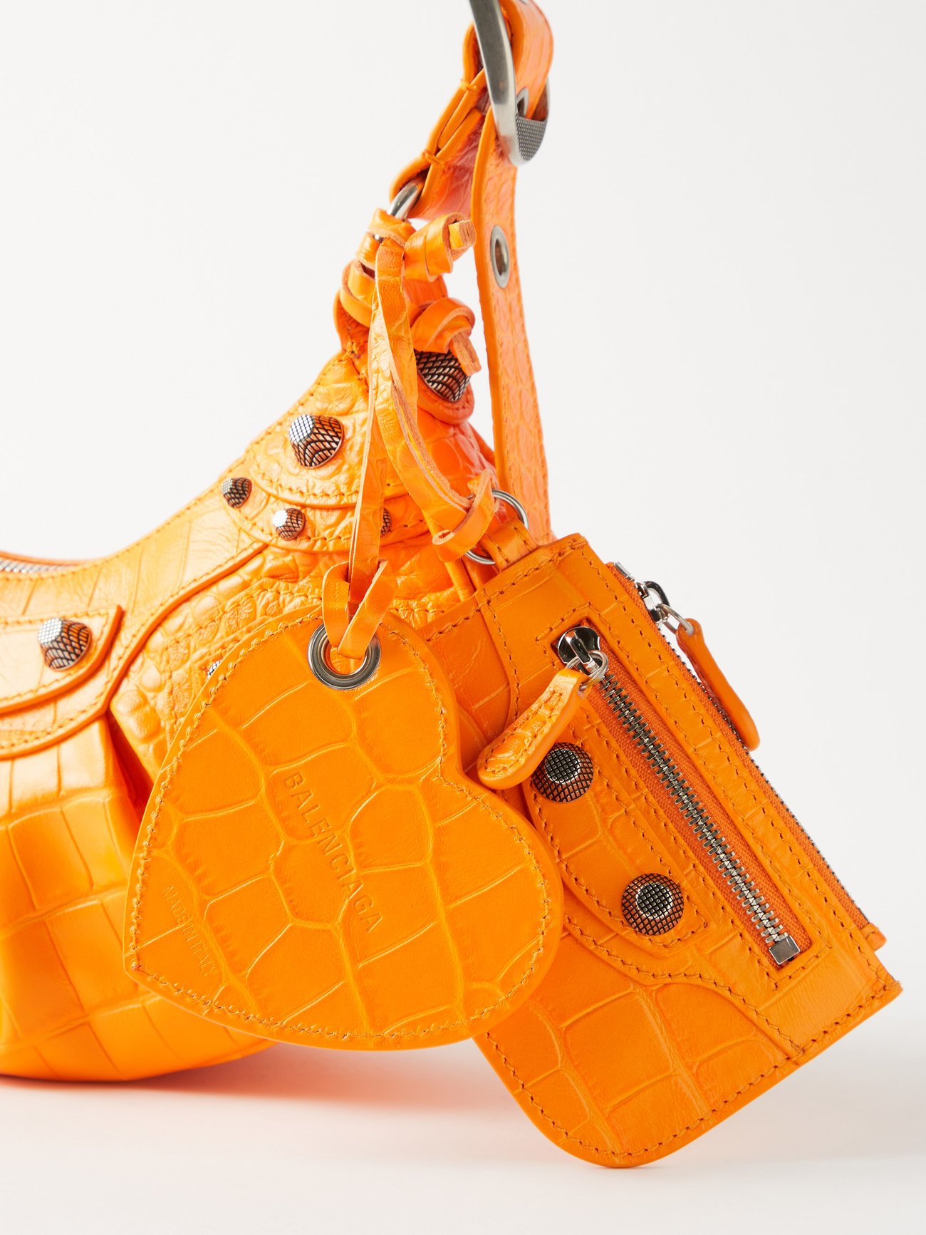 Orange Cagole XS croc-effect leather shoulder bag, Balenciaga