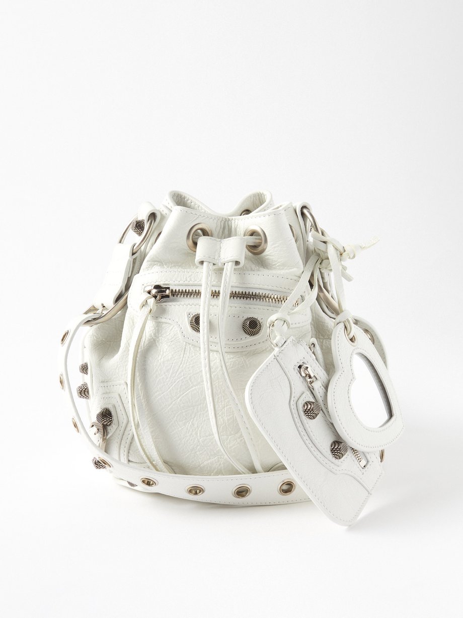 White Le XS crinkled-leather bucket bag | Balenciaga MATCHESFASHION