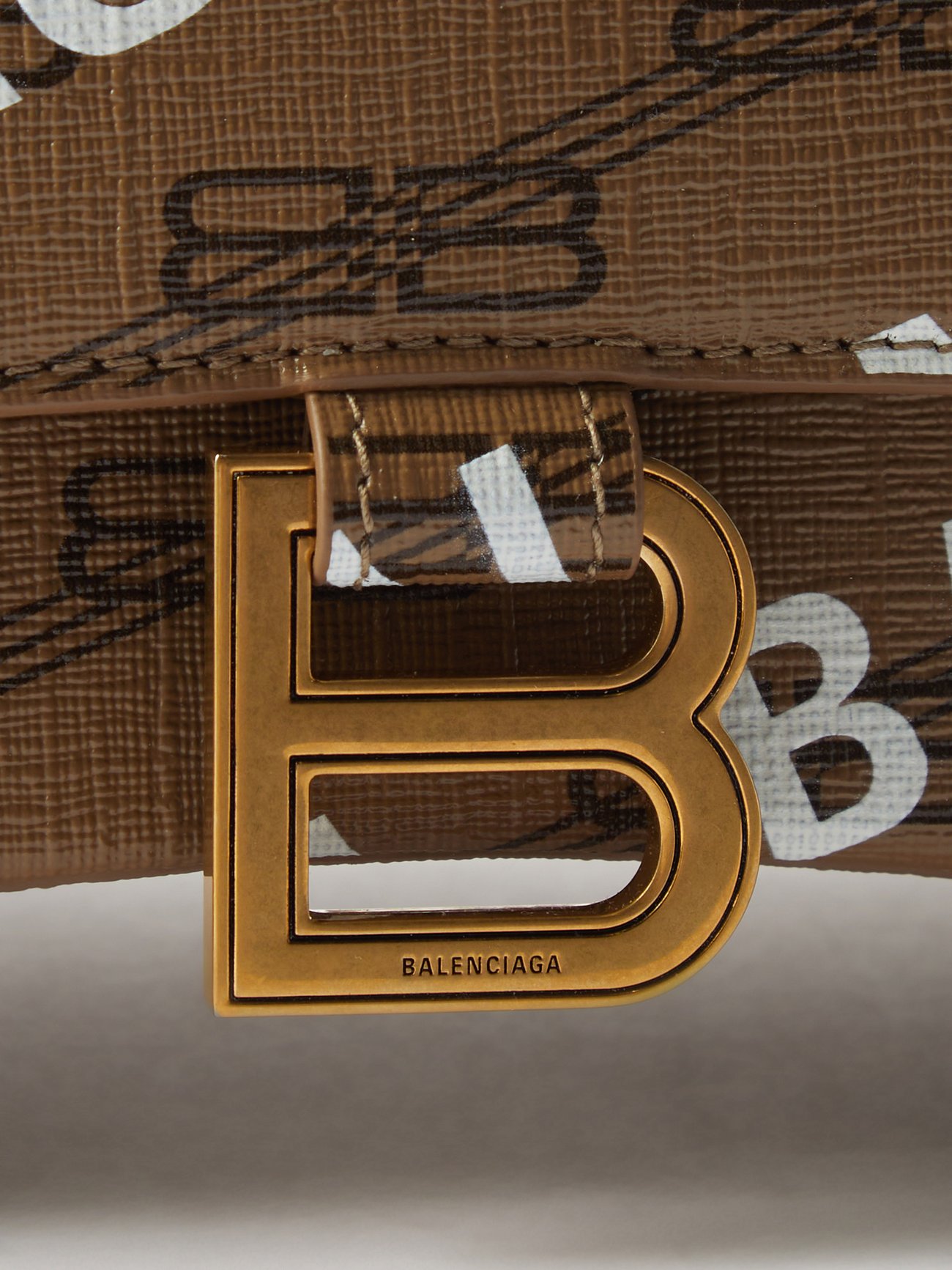 Balenciaga Hourglass S Logo-print Canvas Bag In Beige Brown