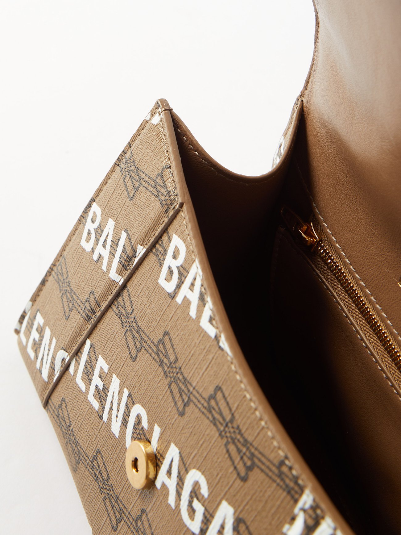Balenciaga Hourglass S Logo-print Canvas Bag In Beige Brown