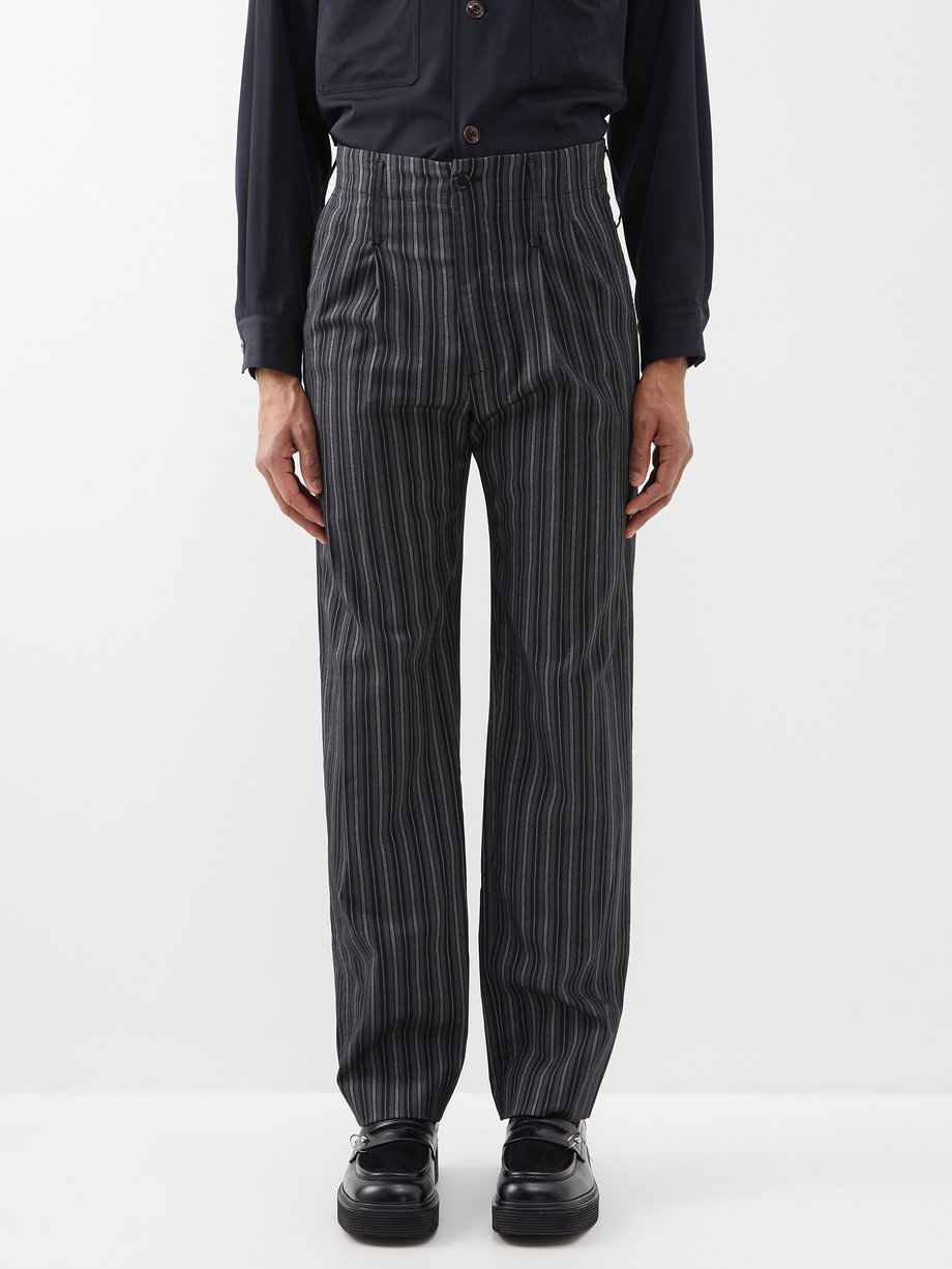 Grey Abdou striped wool-blend trousers | Maryam Nassir Zadeh ...