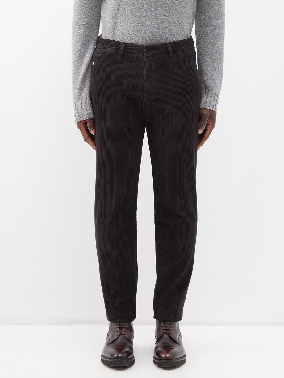 Brown Cotton-corduroy slim-leg trousers, Thom Sweeney