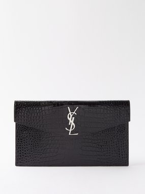 Saint Laurent Black Uptown Striped Pouch Black/Red/White in Canvas/Leather  with Gold-tone - US