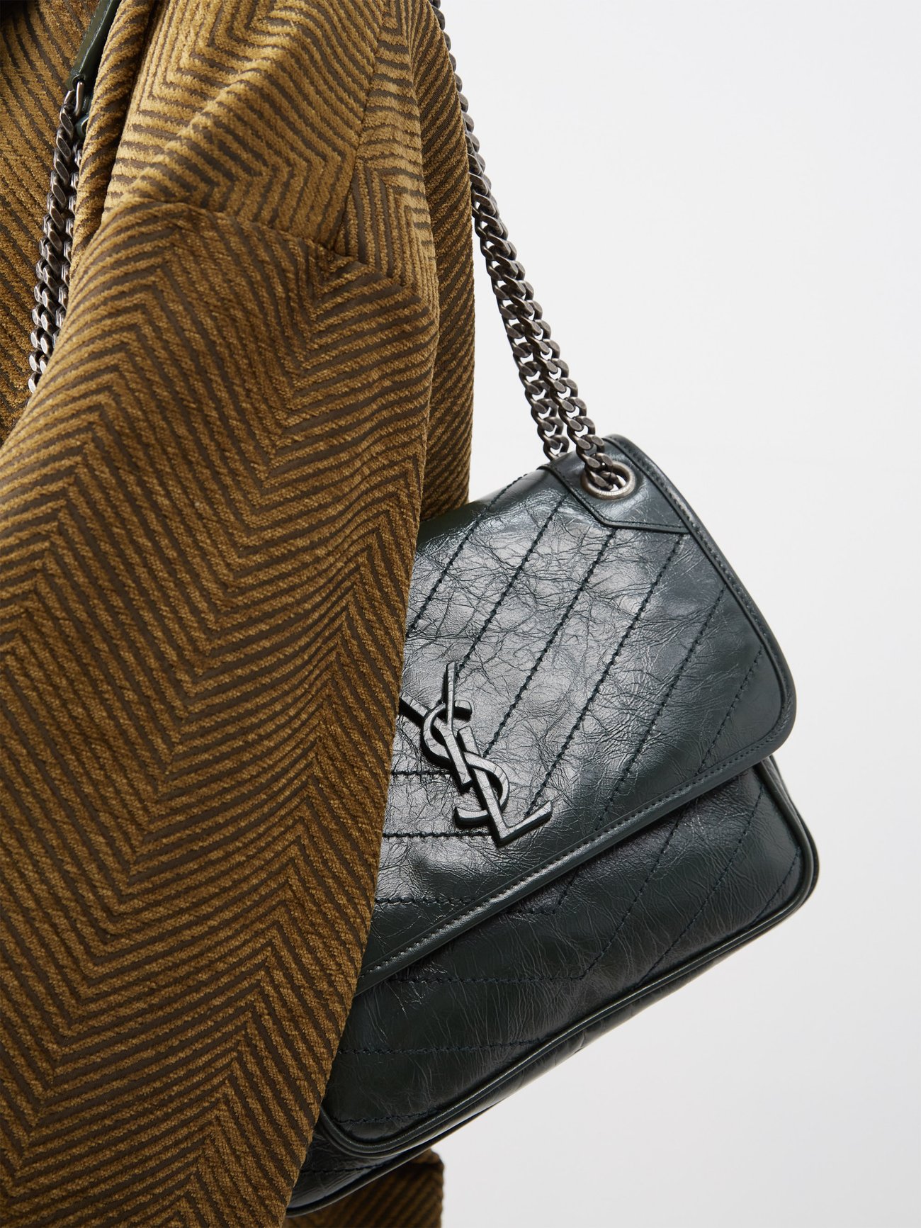 Saint Laurent Niki Baby Crinkled Vintage Leather Cross-body Bag