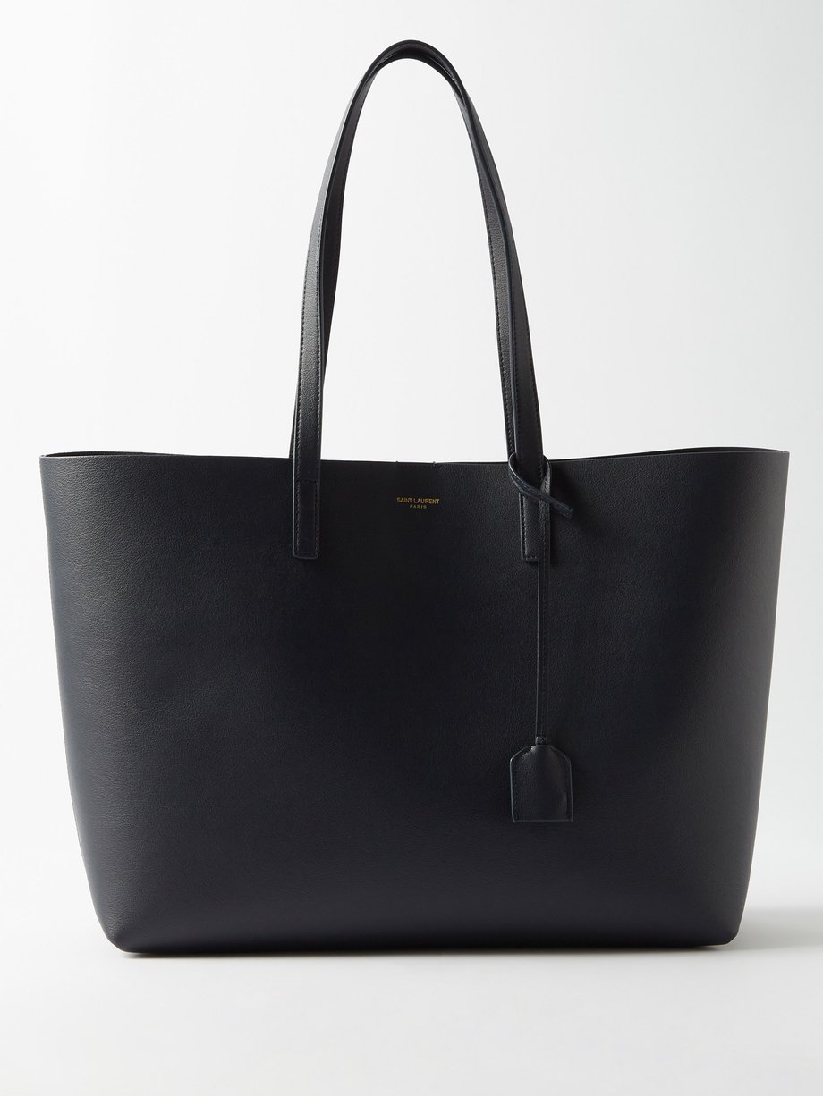 Navy Shopper textured-leather tote bag | Saint Laurent | MATCHES UK