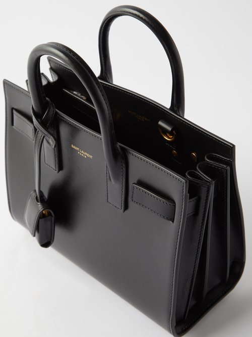 Saint Laurent Sac de Jour Nano Shiny Leather Satchel Bag Black
