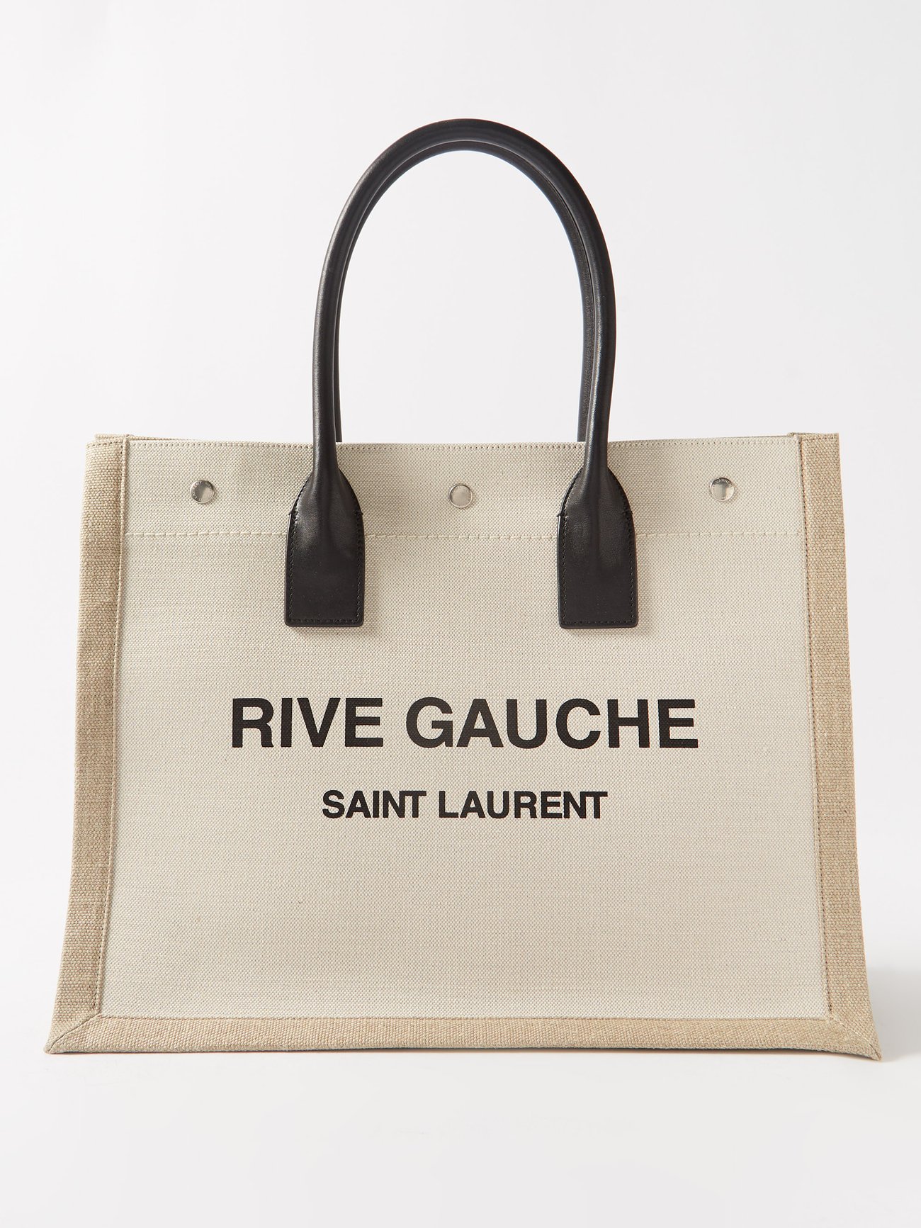 Neutral Rive Gauche small canvas tote bag, Saint Laurent