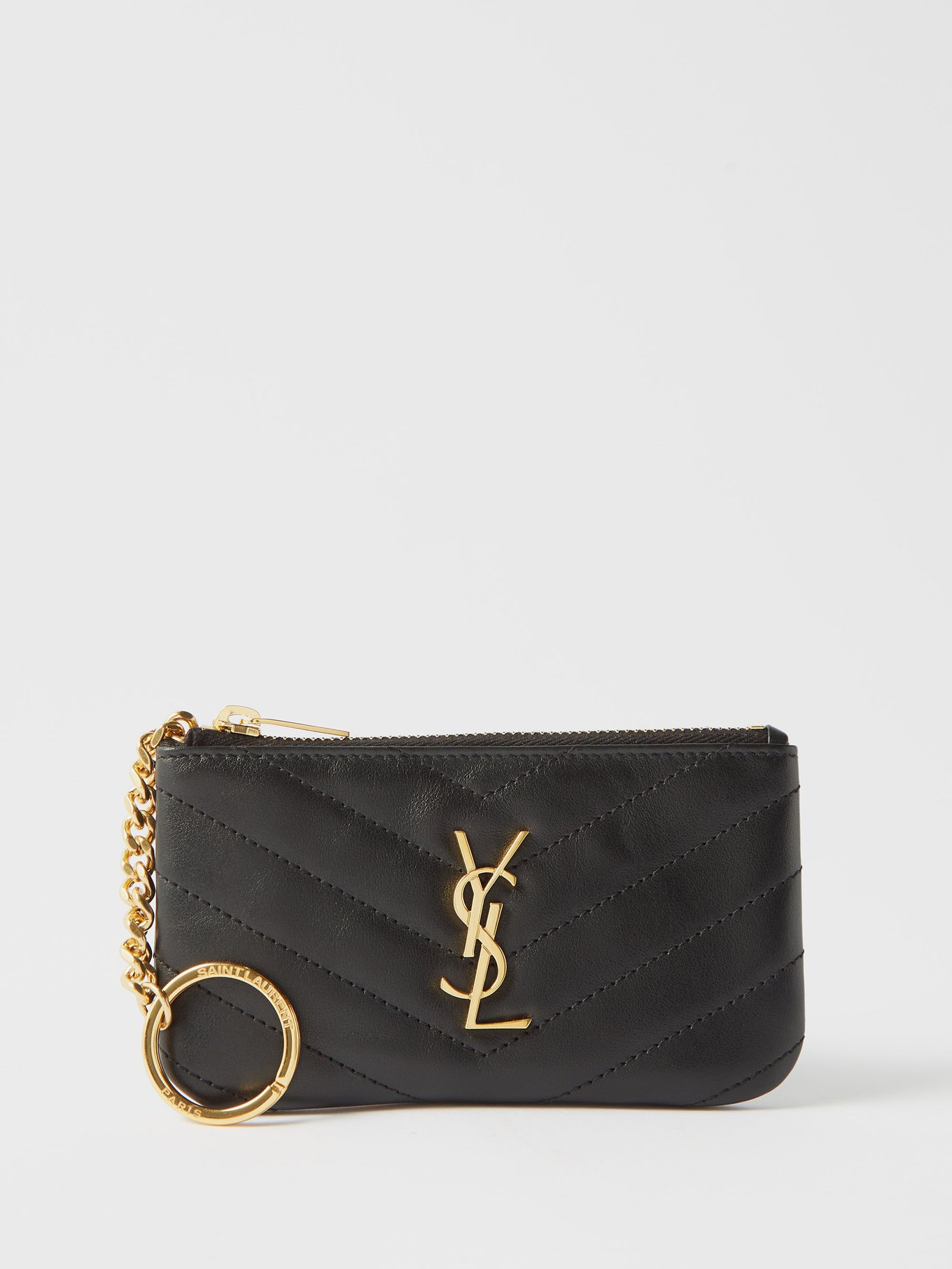 YSL quilted-leather key ring pouch | Saint Laurent