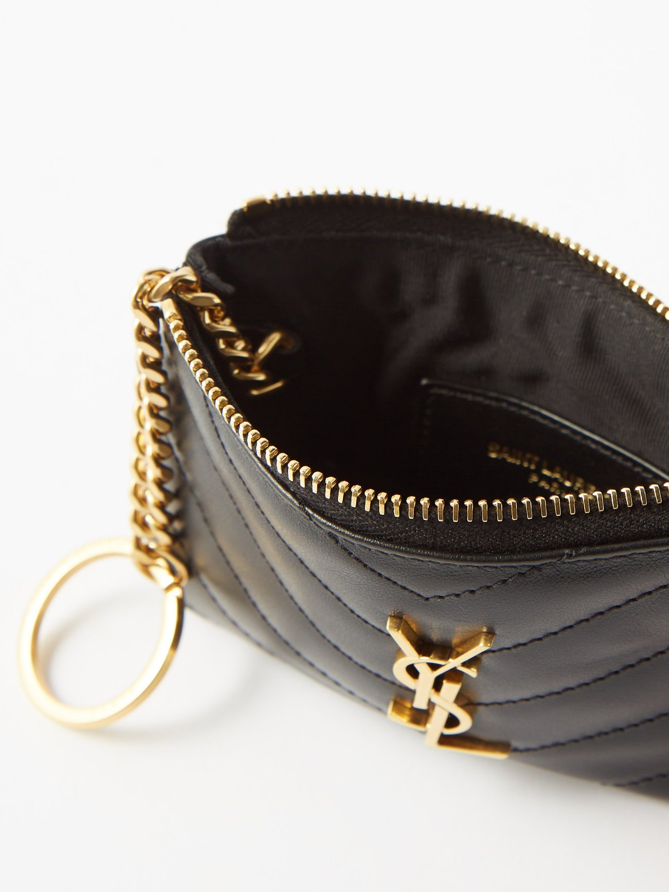Shop Saint Laurent 2023-24FW MONOGRAM KEY RING IN SMOOTH LEATHER