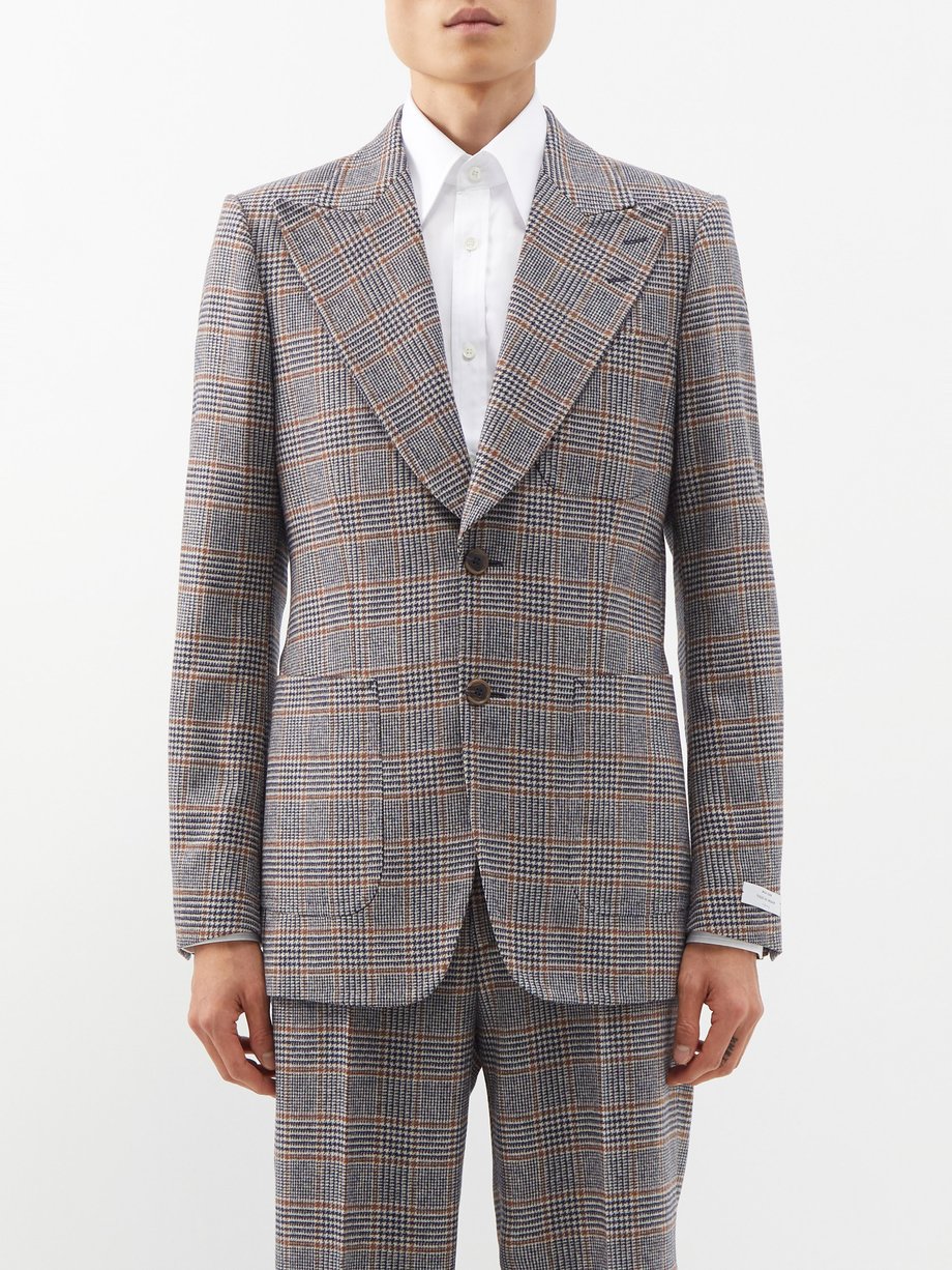 Grey Meucci Prince of Wales-check wool suit jacket | Ben Cobb x Tiger ...