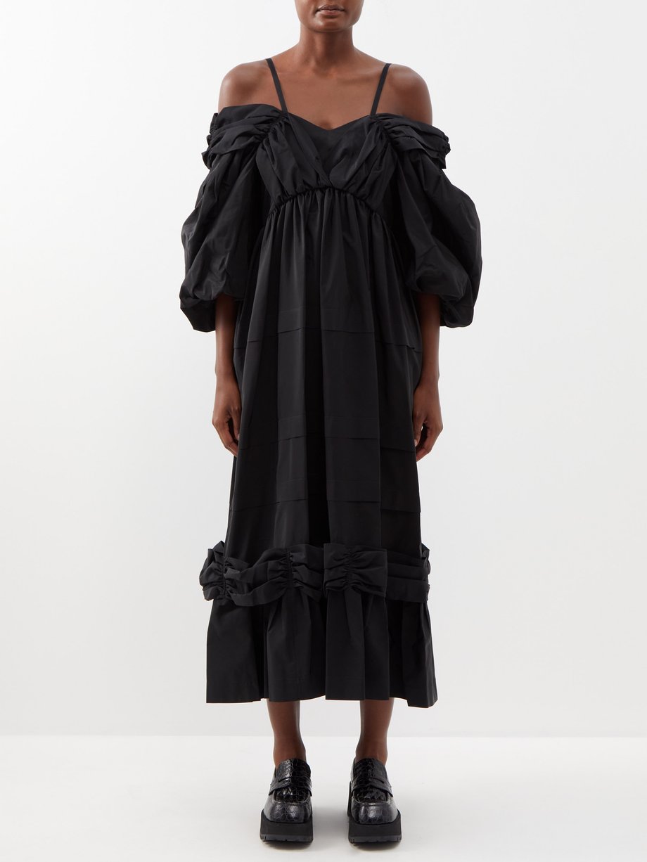 Black Off-the-shoulder taffeta dress | Simone Rocha | MATCHESFASHION US