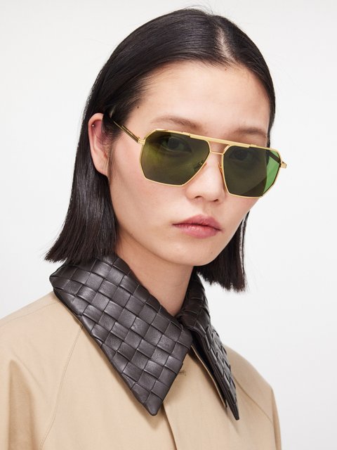 Gold Rimless round metal sunglasses | Fendi Eyewear | MATCHES UK