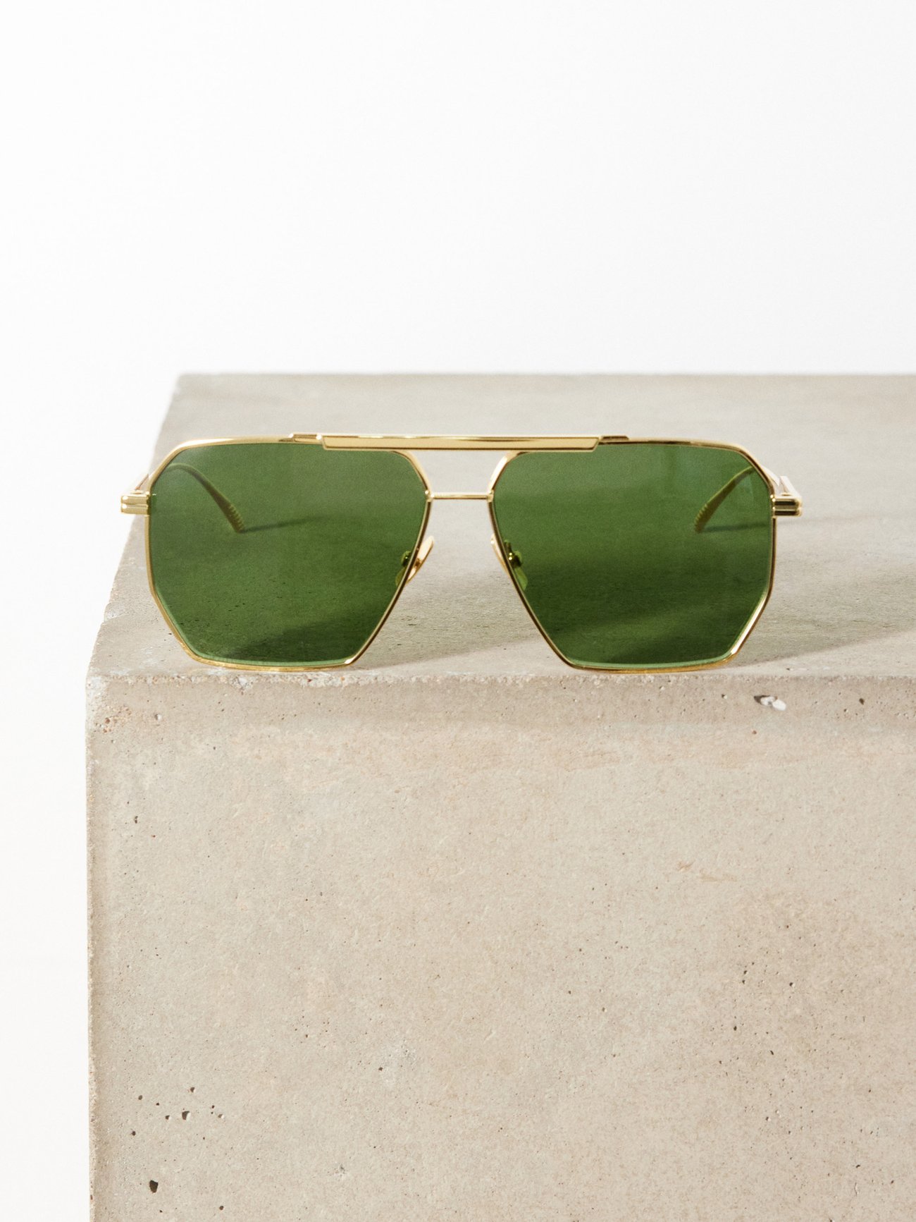 Bottega Veneta - Metal Aviator Sunglasses - Gold Green - Sunglasses - Bottega  Veneta Eyewear - Avvenice