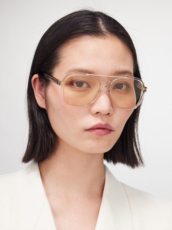 Saint Laurent Eyewear Lunettes de soleil aviateur en acétate transparent