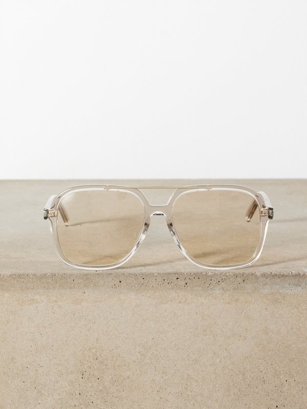 Saint Laurent Eyewear Lunettes de soleil aviateur en acétate transparent