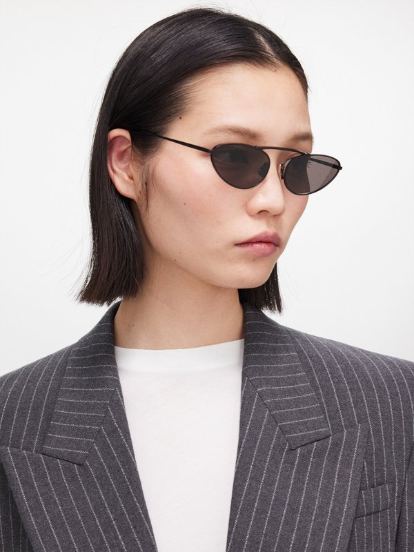 Saint Laurent Eyewear (Saint Laurent) Round cat-eye metal sunglasses