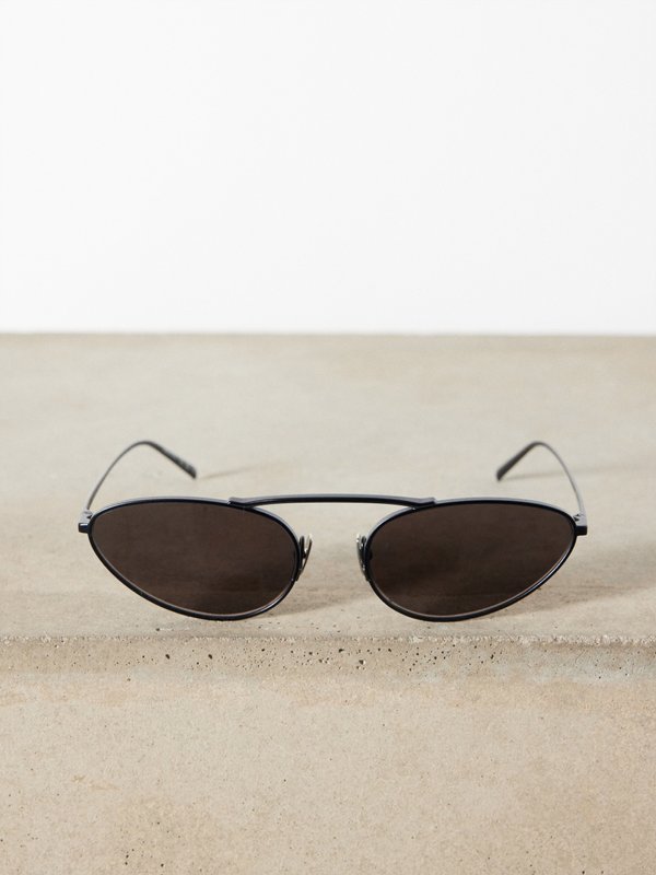 Saint Laurent Eyewear (Saint Laurent) Round cat-eye metal sunglasses