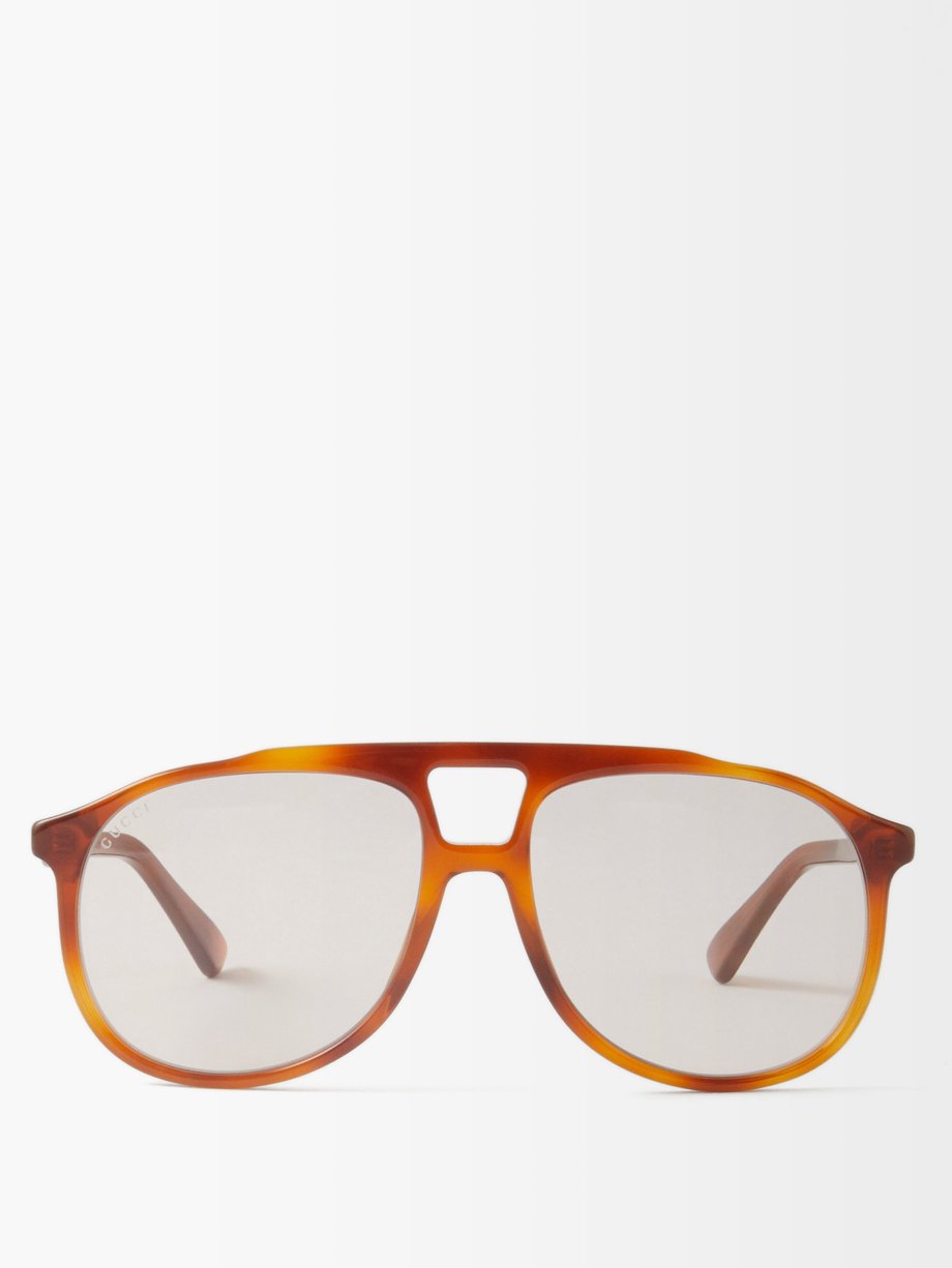 Brown Navigator Frame Acetate Sunglasses Gucci Matchesfashion Uk