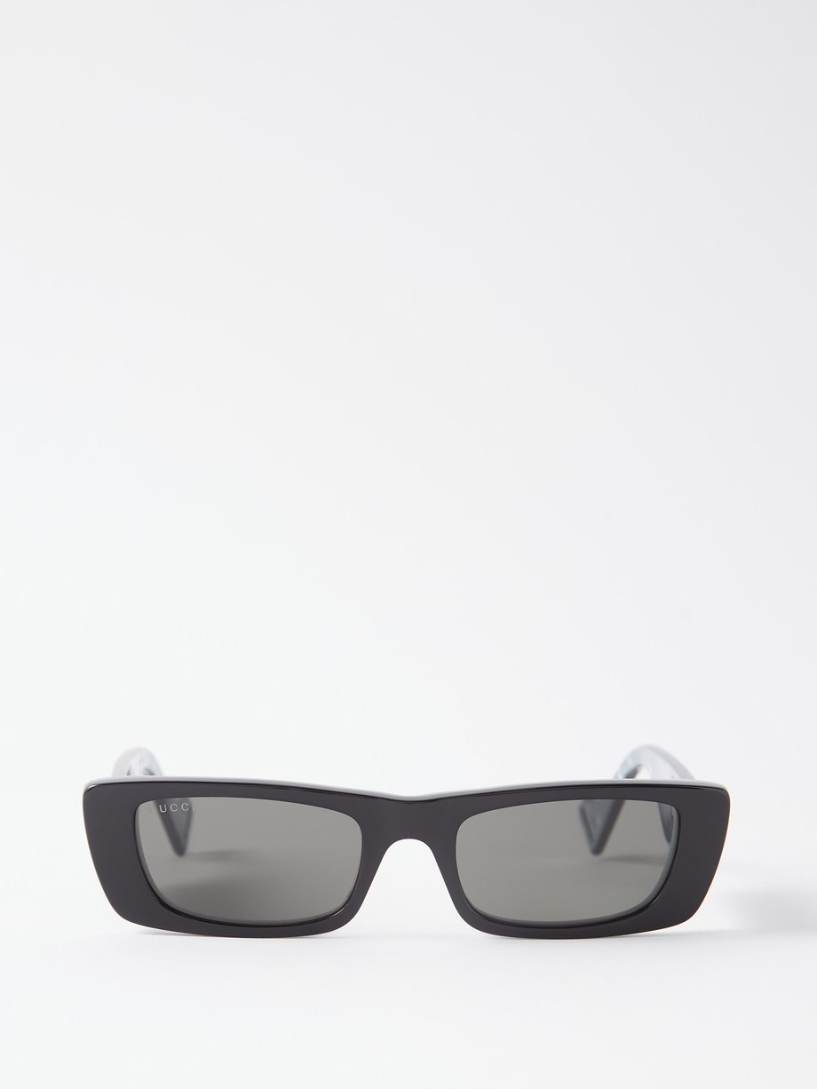 Black Rectangle acetate sunglasses | Gucci | MATCHESFASHION US
