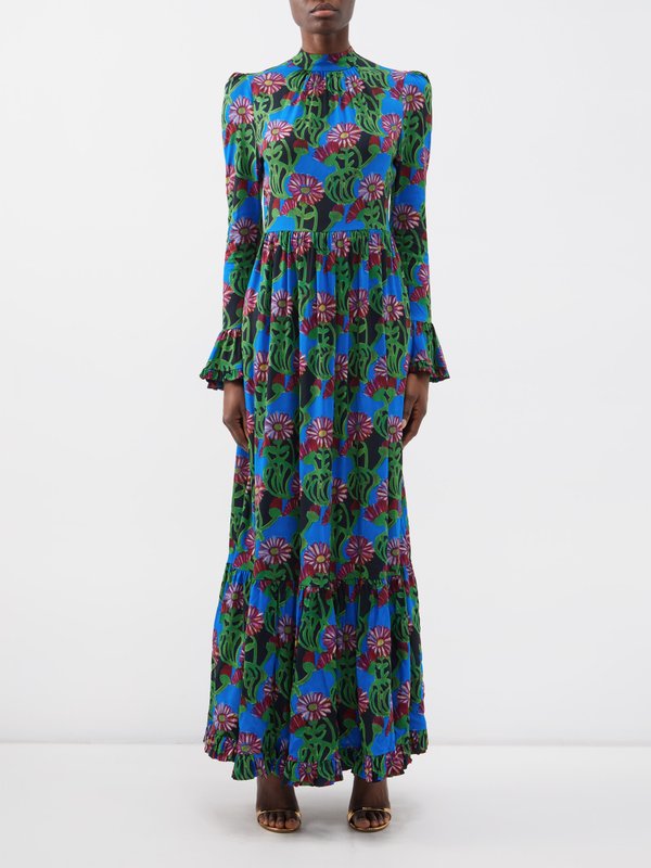 La DoubleJ Visconti floral-print crepe maxi dress