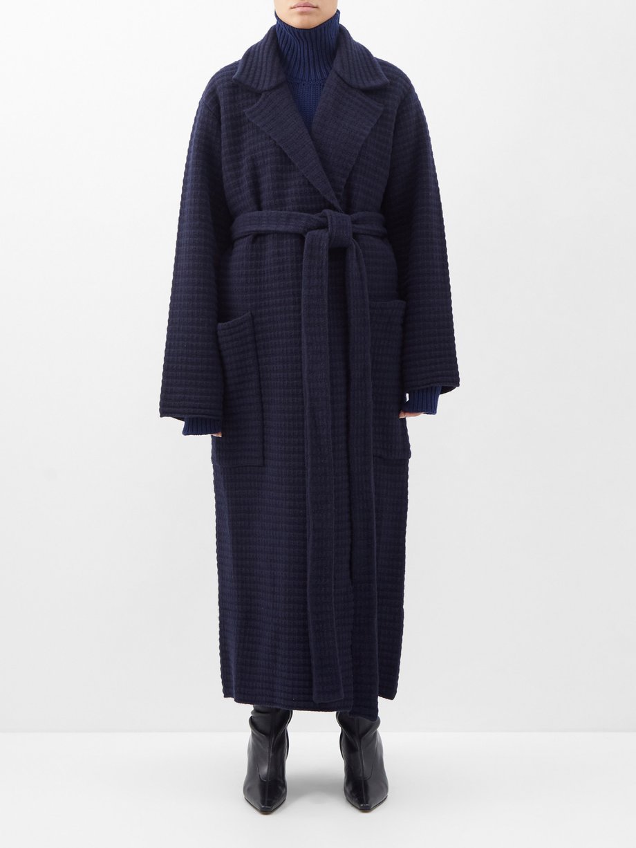 Navy Caroline belted wool-blend coat | Sa Su Phi | MATCHESFASHION US