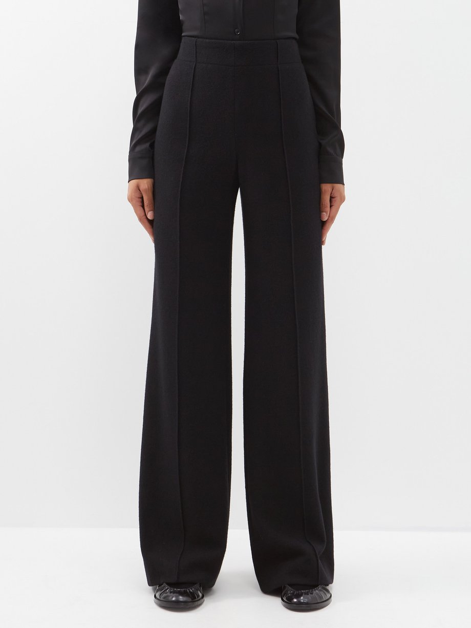 Black Recycled cashmere-blend wide-leg trousers | Chloé | MATCHESFASHION UK