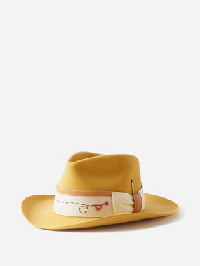 Nick Fouquet El Jefe cowboy-embroidered felt fedora hat