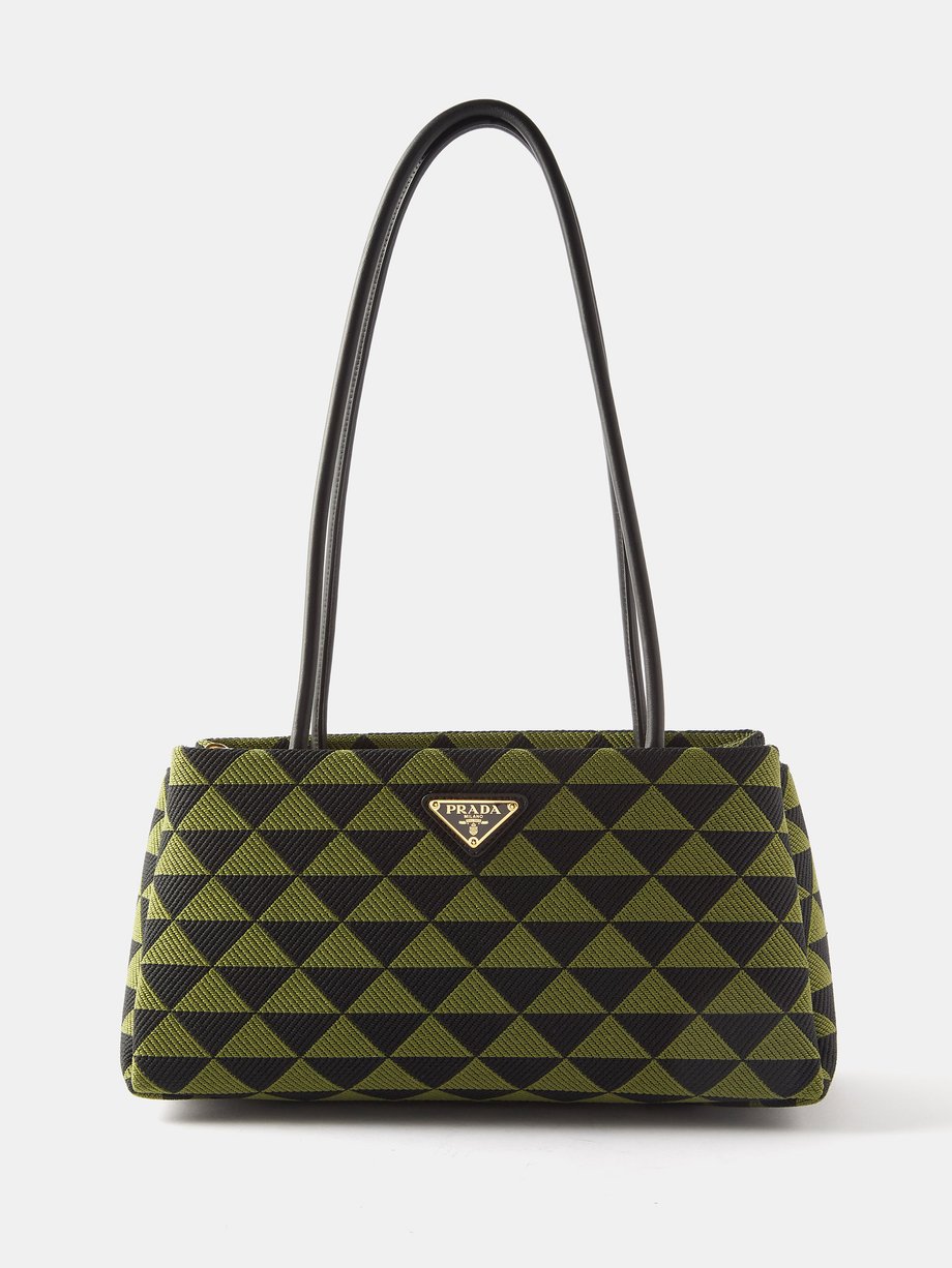 Black Triangle-jacquard medium leather shoulder bag | Prada |  MATCHESFASHION US