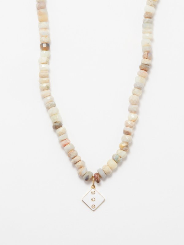 Sydney Evan Dice-charm opal & 14kt gold necklace
