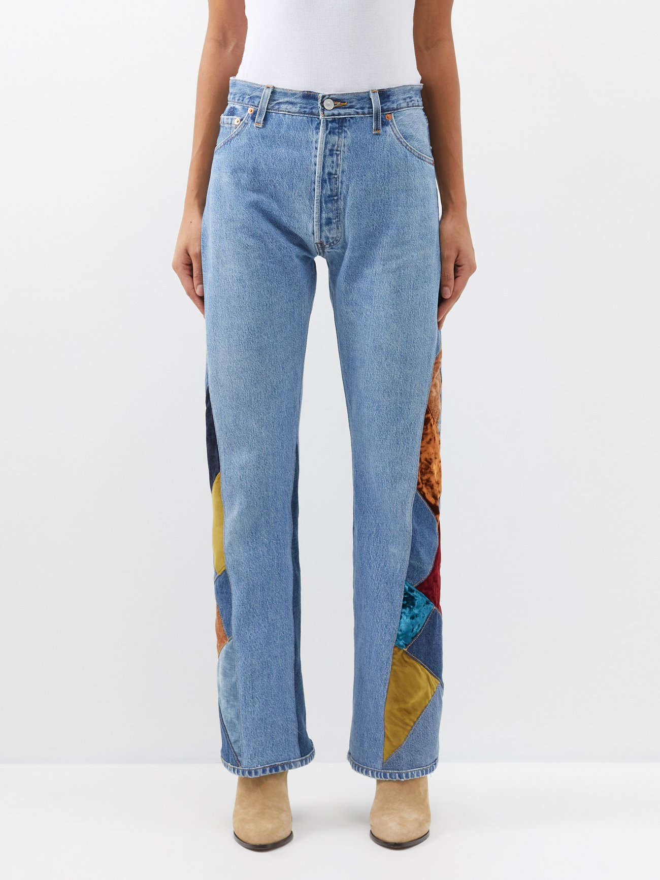 Blue X Levi's 70s patchwork wide-leg jeans | Re/Done | MATCHESFASHION US
