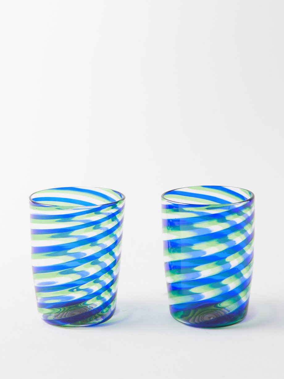 Aquazzura Casa Set of two Rainbow Swirl shot glasses