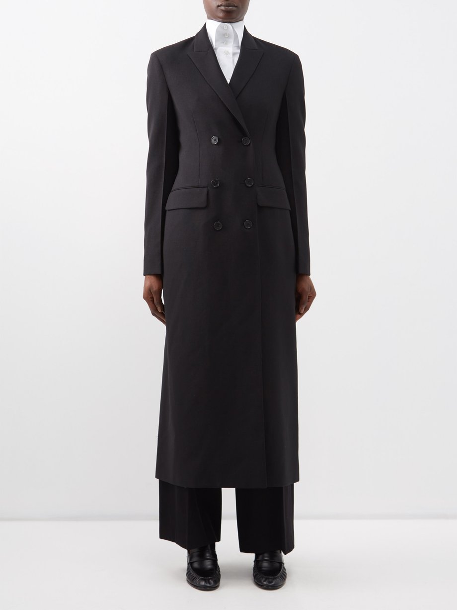 Black Evy double-breasted wool-blend coat | The Row | MATCHES UK