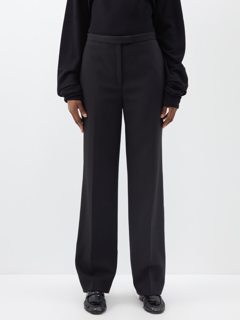 Black Elia wool-blend straight-leg trousers | The Row | MATCHES UK