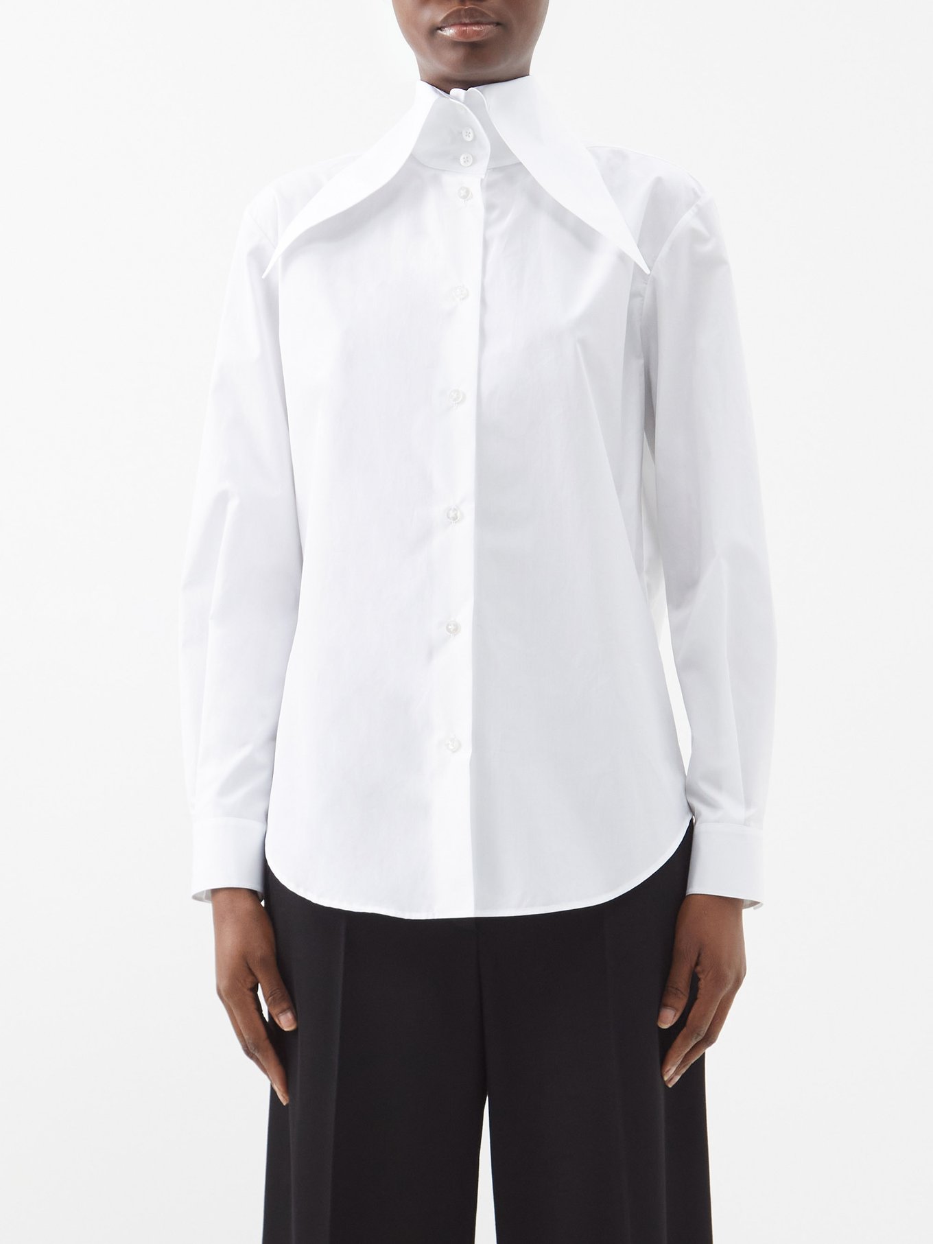 White Armelle exaggerated point-collar shirt | The Row