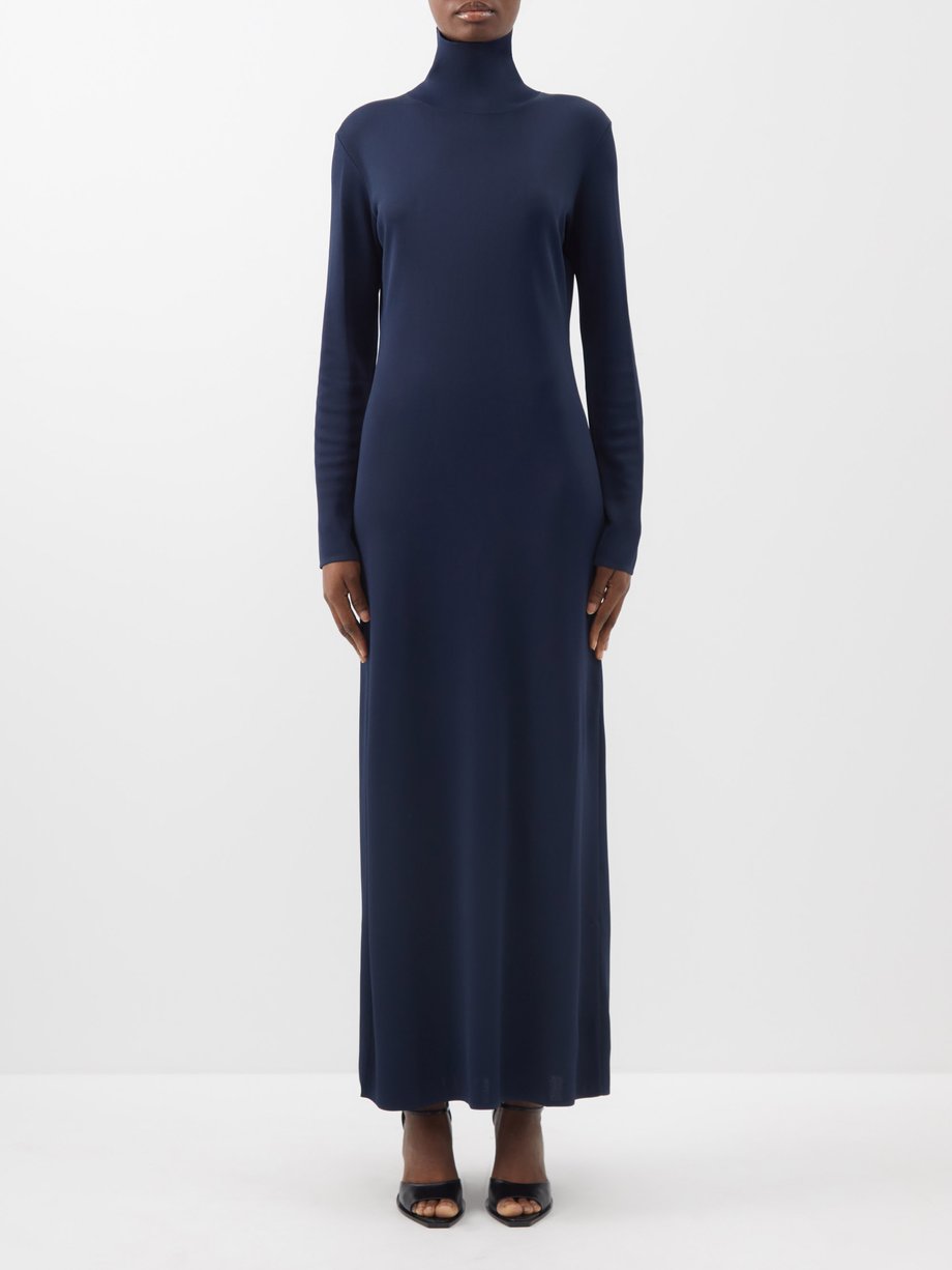Navy Alicho high-neck jersey gown | The Row | MATCHESFASHION UK
