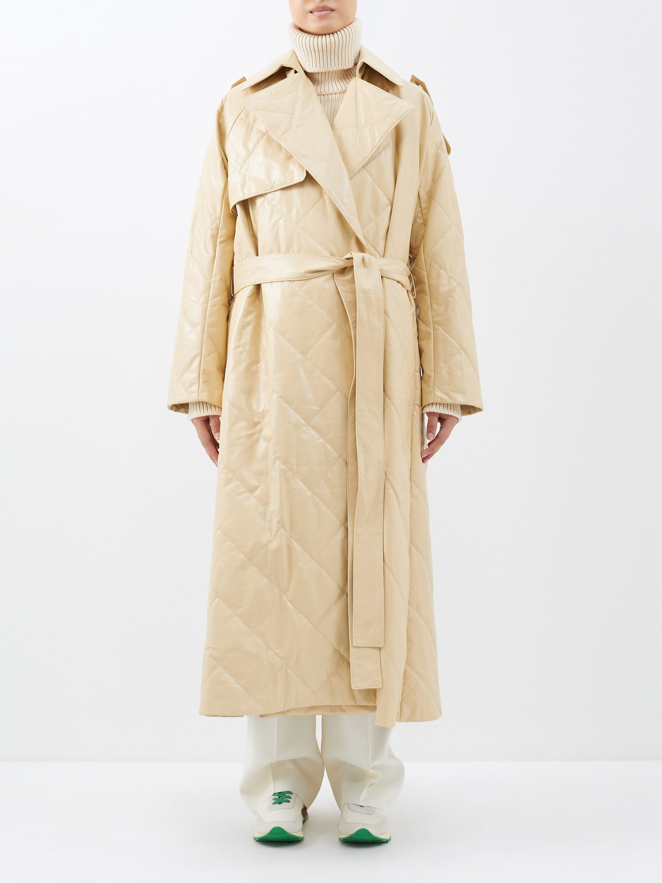 Agathon quilted-leather trench coat video