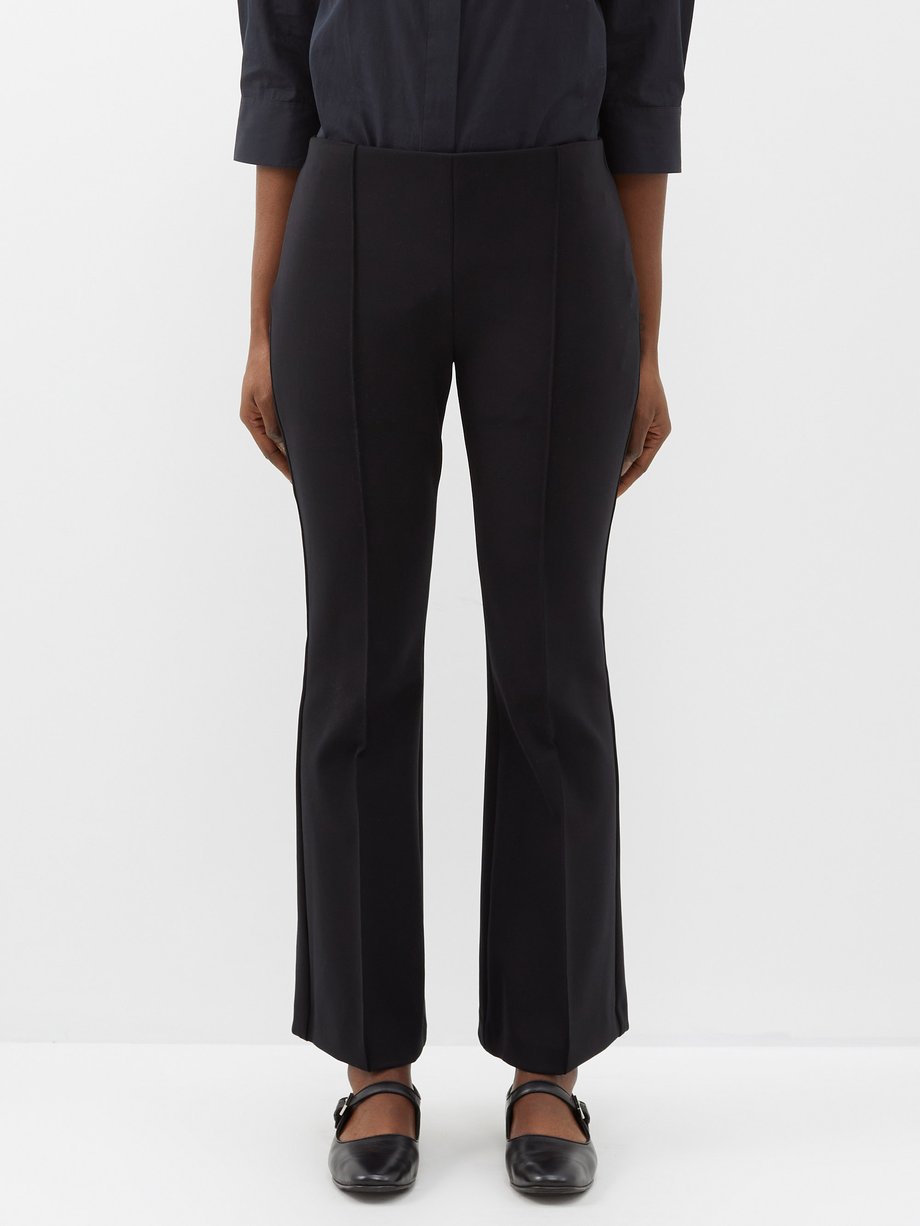 Black Beca pintucked flared trousers, The Row