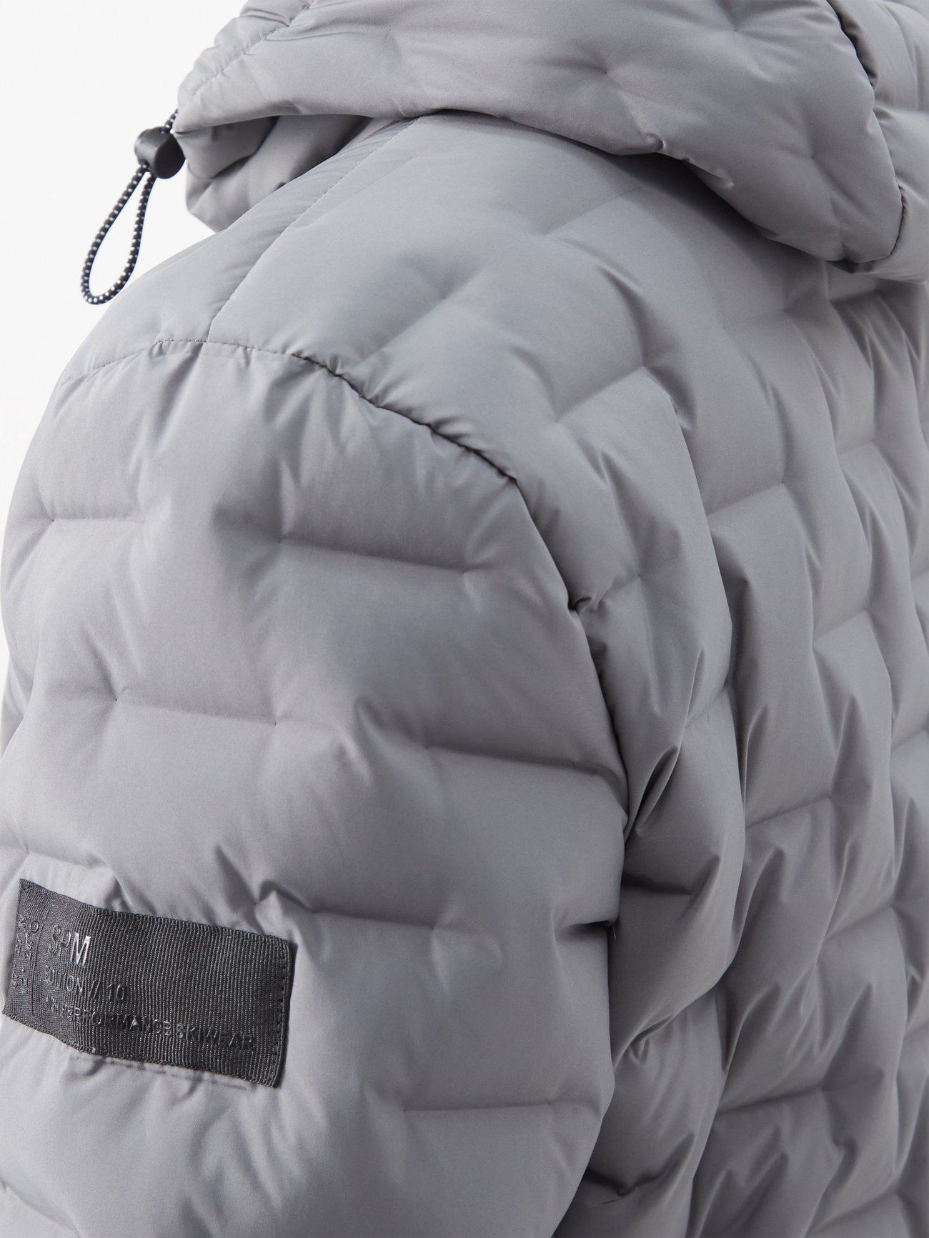 Grey Ace logo-patch quilted hooded down ski jacket