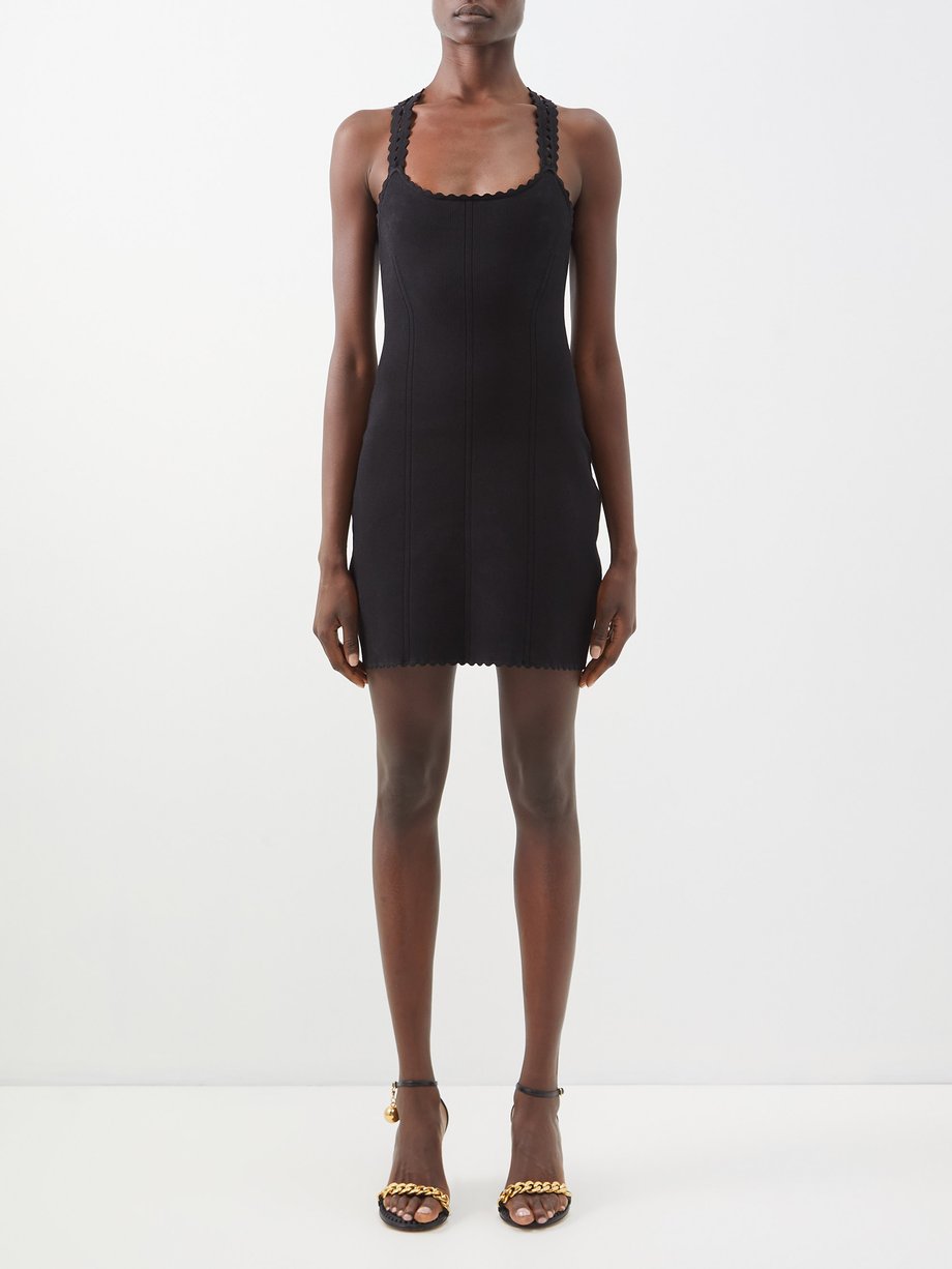 Black VB Body scalloped jersey mini dress | Victoria Beckham ...