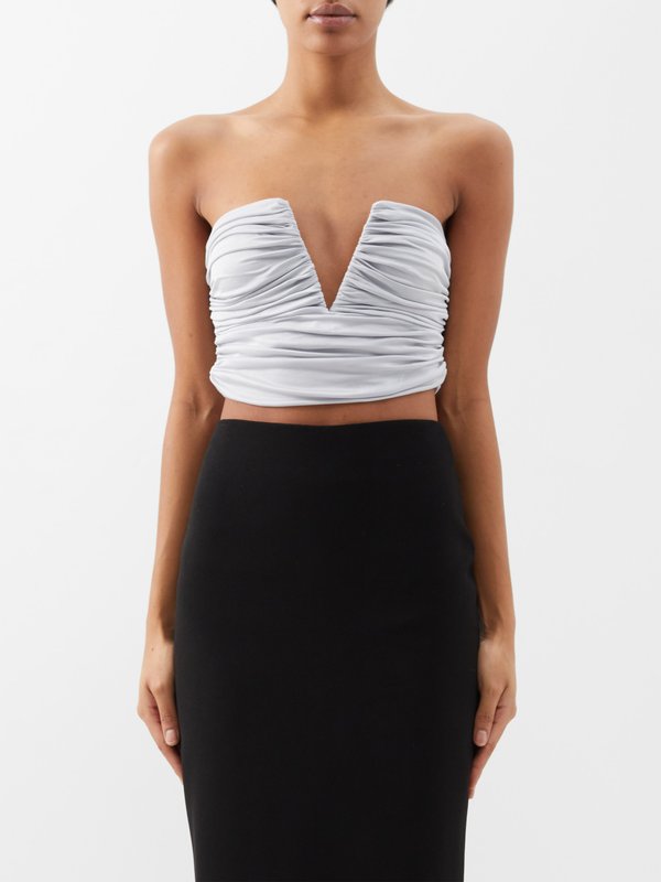 Silver Sesis ruched cropped top, GAUGE81