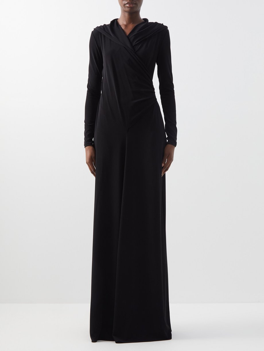 Black Draped jersey hooded gown | Tom Ford | MATCHESFASHION UK