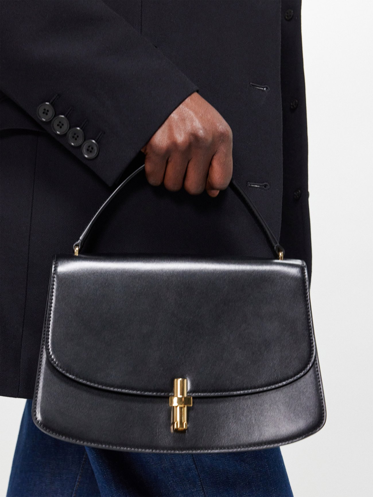 THE ROW Sofia Flap Top-Handle Bag in Calf Leather