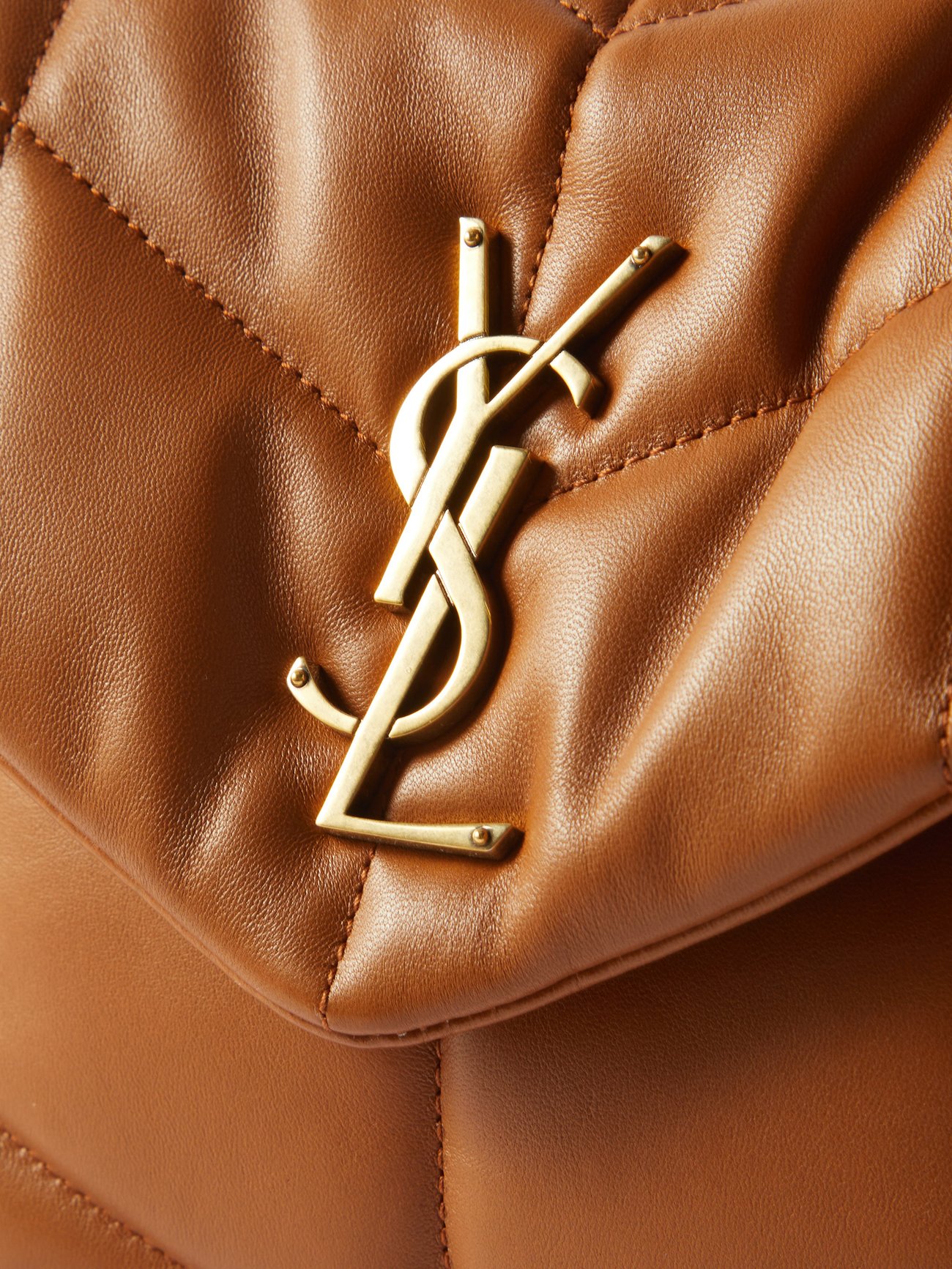 Saint Laurent Ysl-plaque Leather Puffer Clutch Bag