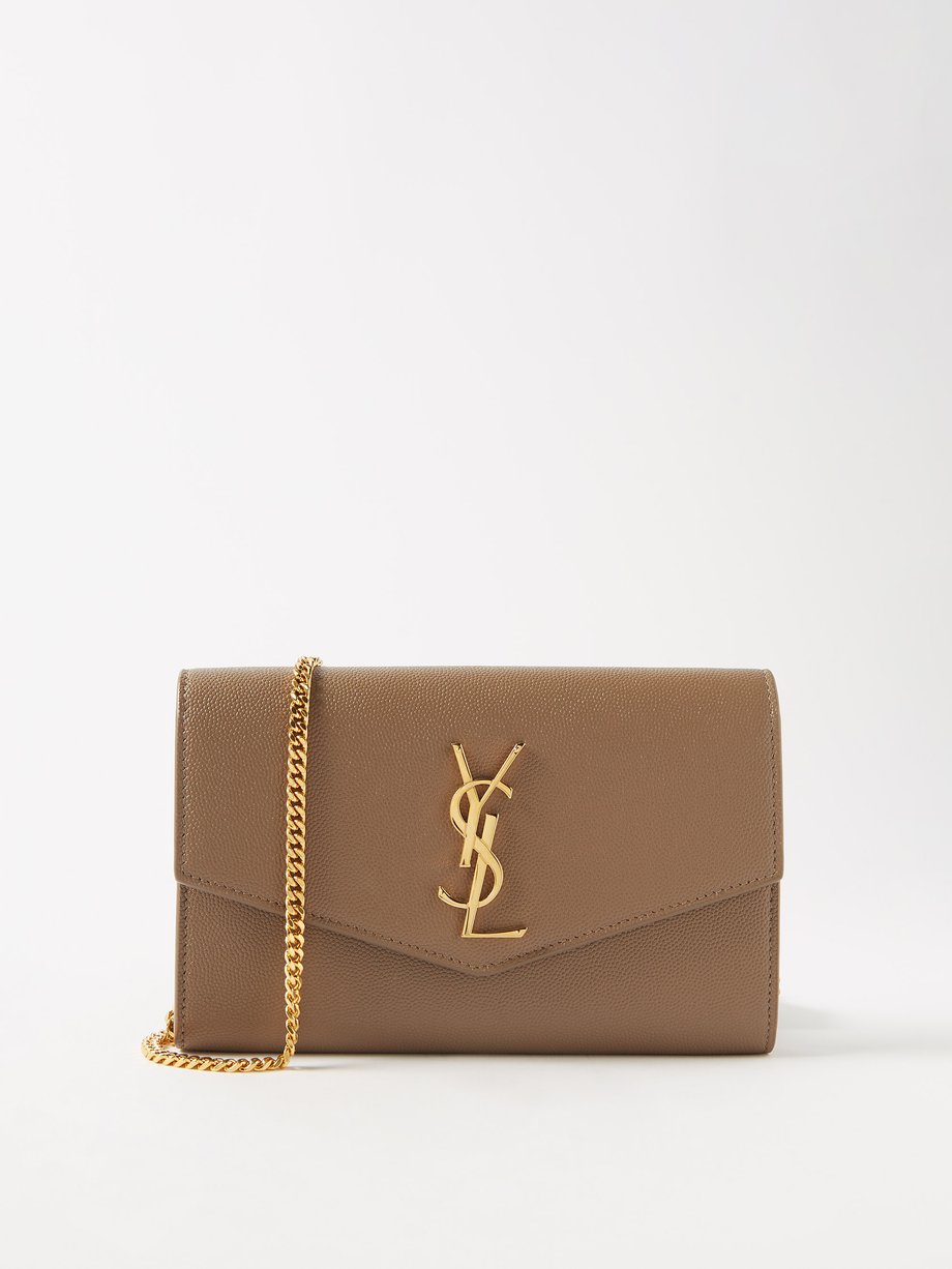 Gold Envelope YSL-logo leather cross-body bag, Saint Laurent