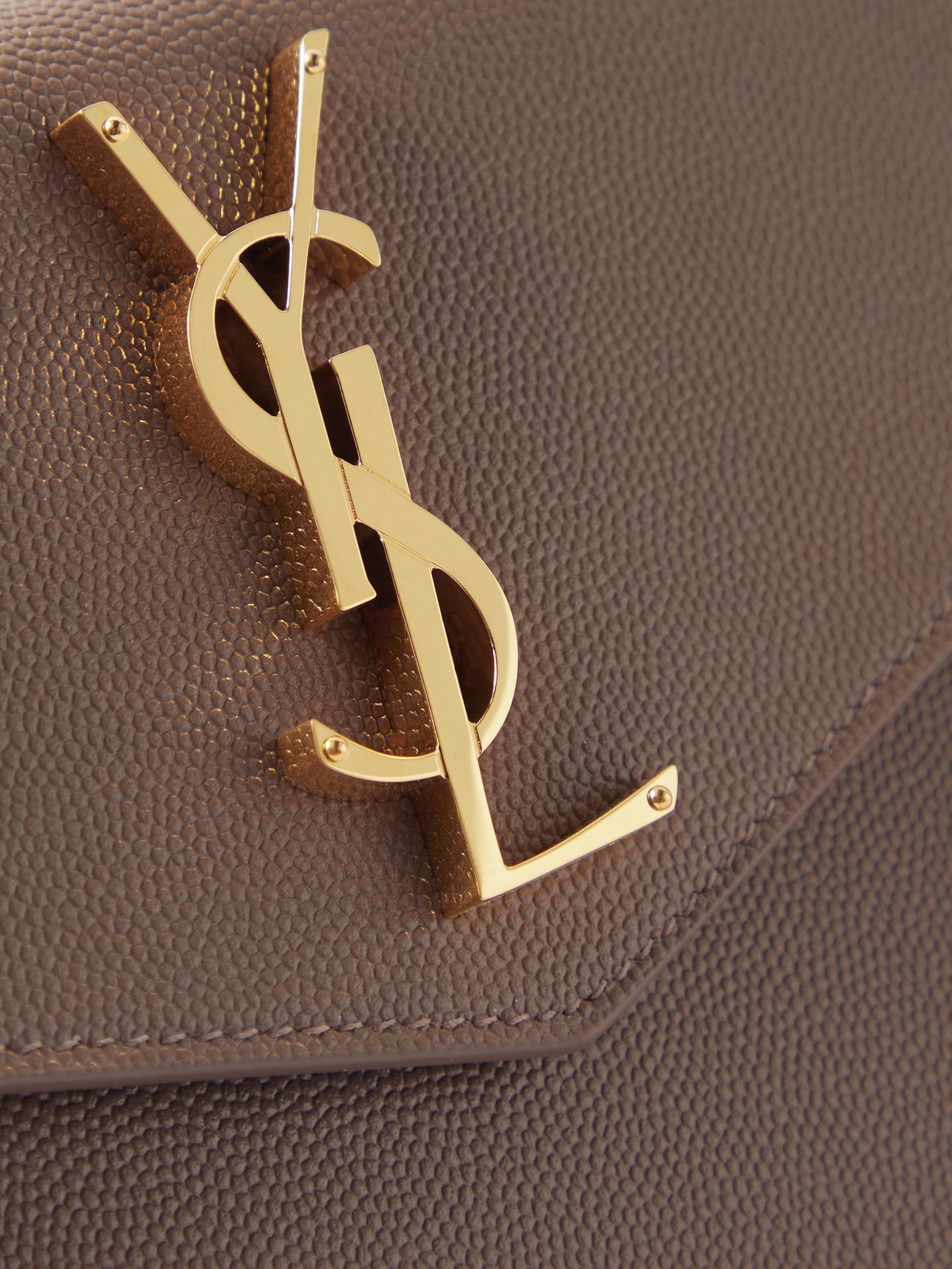 YVES SAINT LAURENT gold lame grained leather pouch bag - VALOIS