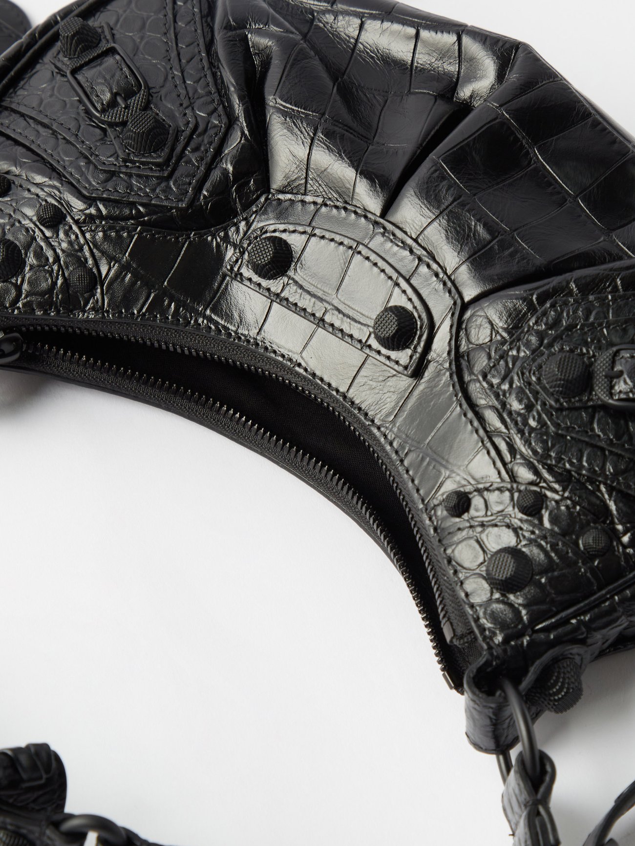 BALENCIAGA Treize XS metallic croc-effect leather shoulder bag